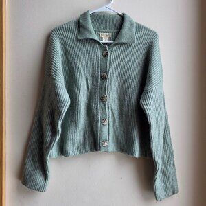 NWOT Jessica Simpson Celadon Green Ribbed Button Down Cardigan Size Large